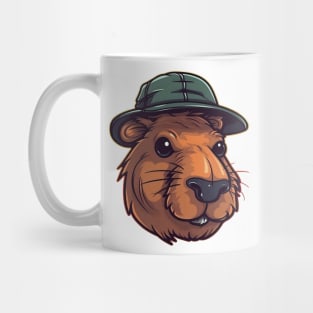 Orange capybara in panama hat Mug